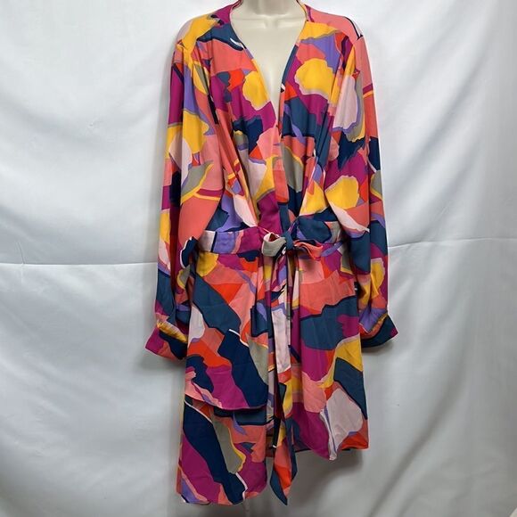 City Chic Gianna Bold long abstract wrap top NWT size Large - Picture 5 of 13